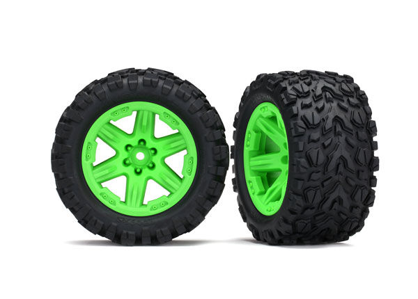 6773G Tires & wheels, assembled, glued (2.8') (RXT green wheels, Talon Extreme tires, foam inserts) (2) (TSM rated)