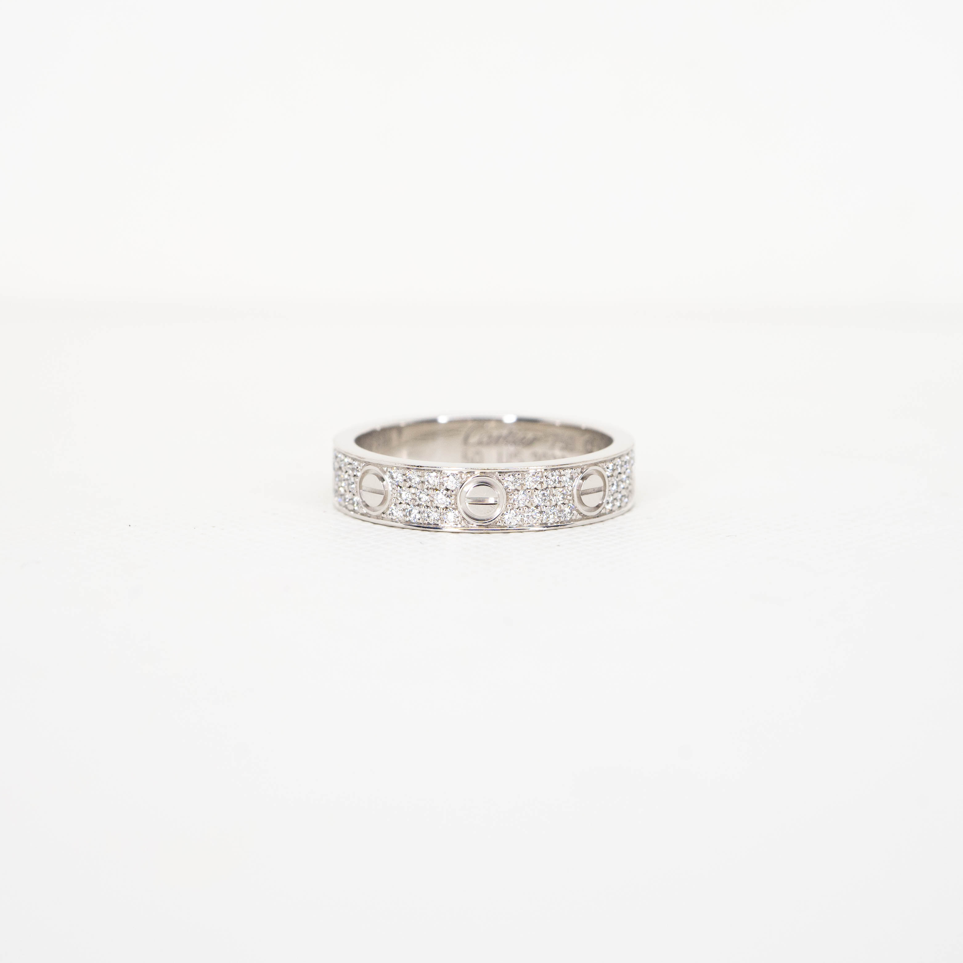 ** Sold ** แหวน Cartier Love Band with Pave Diamonds ทองขาว18K ไซส์ 50# (Used) +กล่องและการ์ด