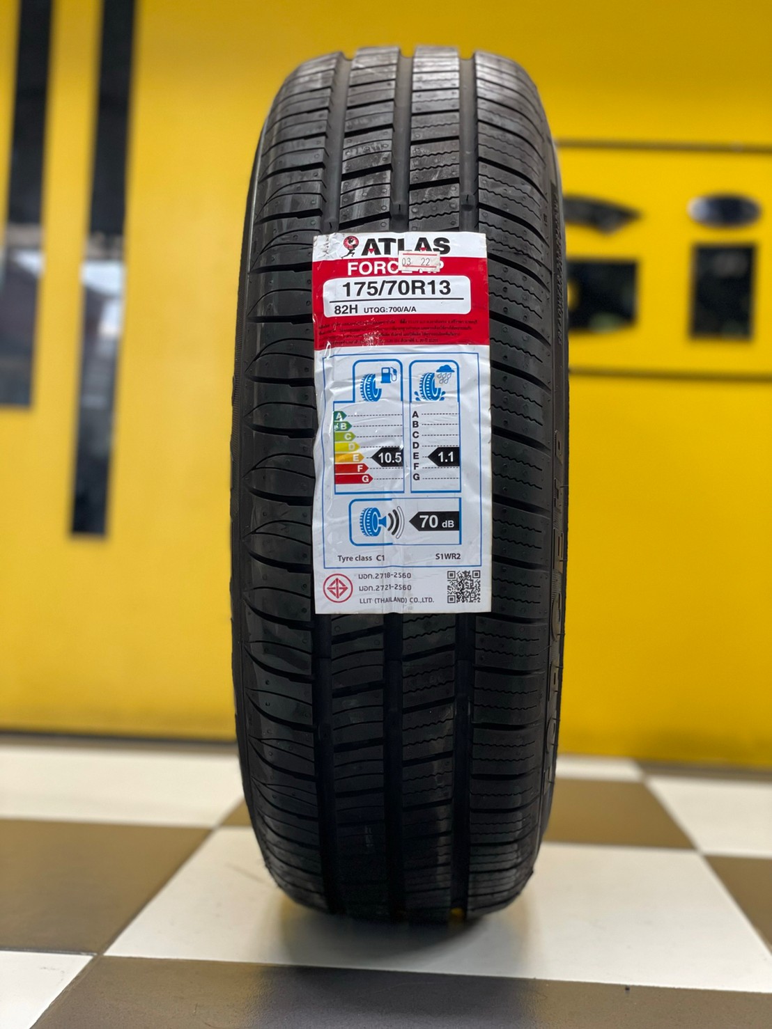 ยางเข้าใหม่!!! ยางขอบขาวแท้ ขอบ13 Atlas Tires 175/70R13 ยางใหม่ปี2022