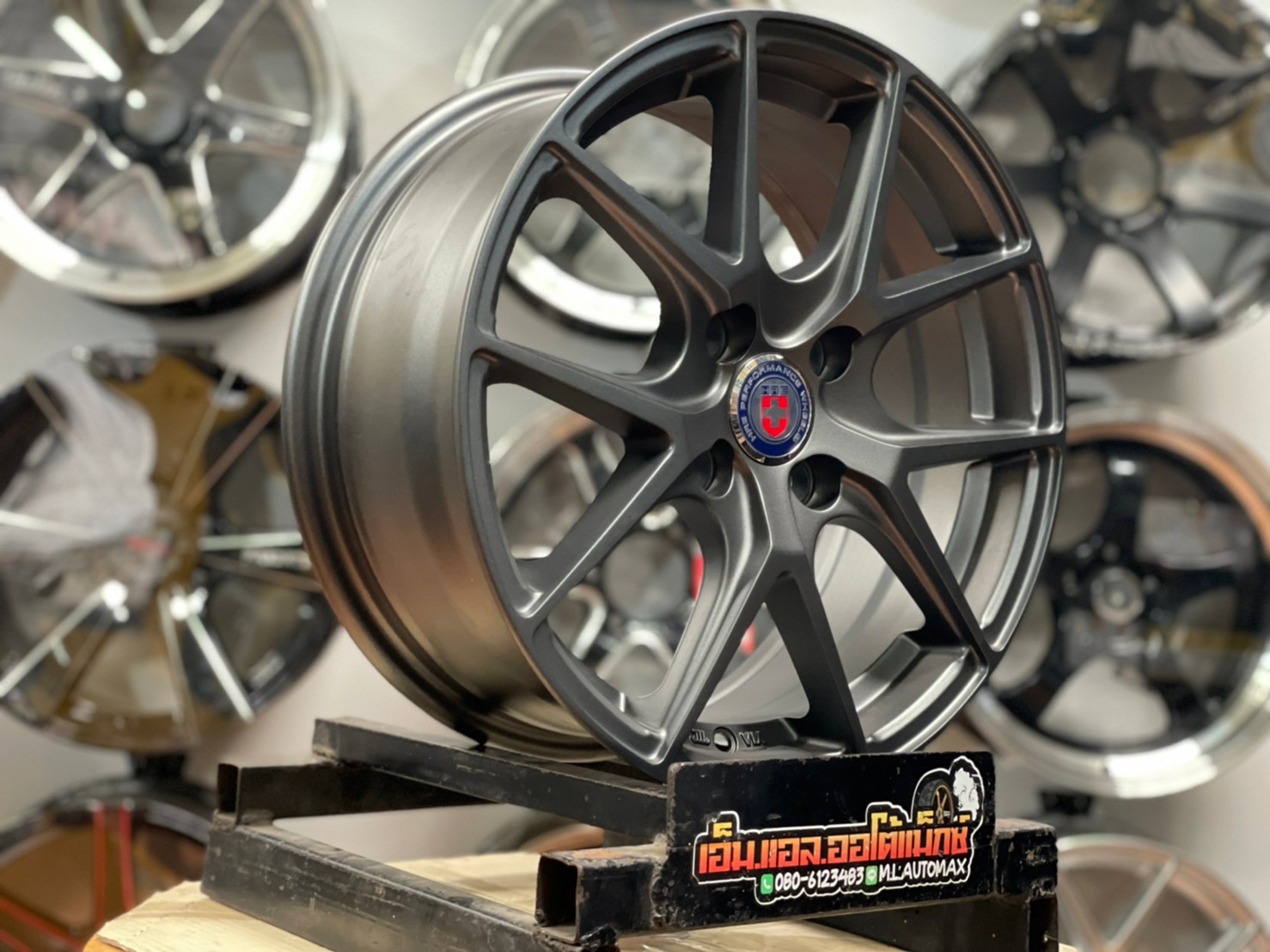 ล้อแม็กซ์ SSW ลายHRE S308 ล้อแม็กซ์ขอบ15 กว้าง6.5 ออฟ35 4รู100 สีเทาด้าน งานStamford Sport Wheel