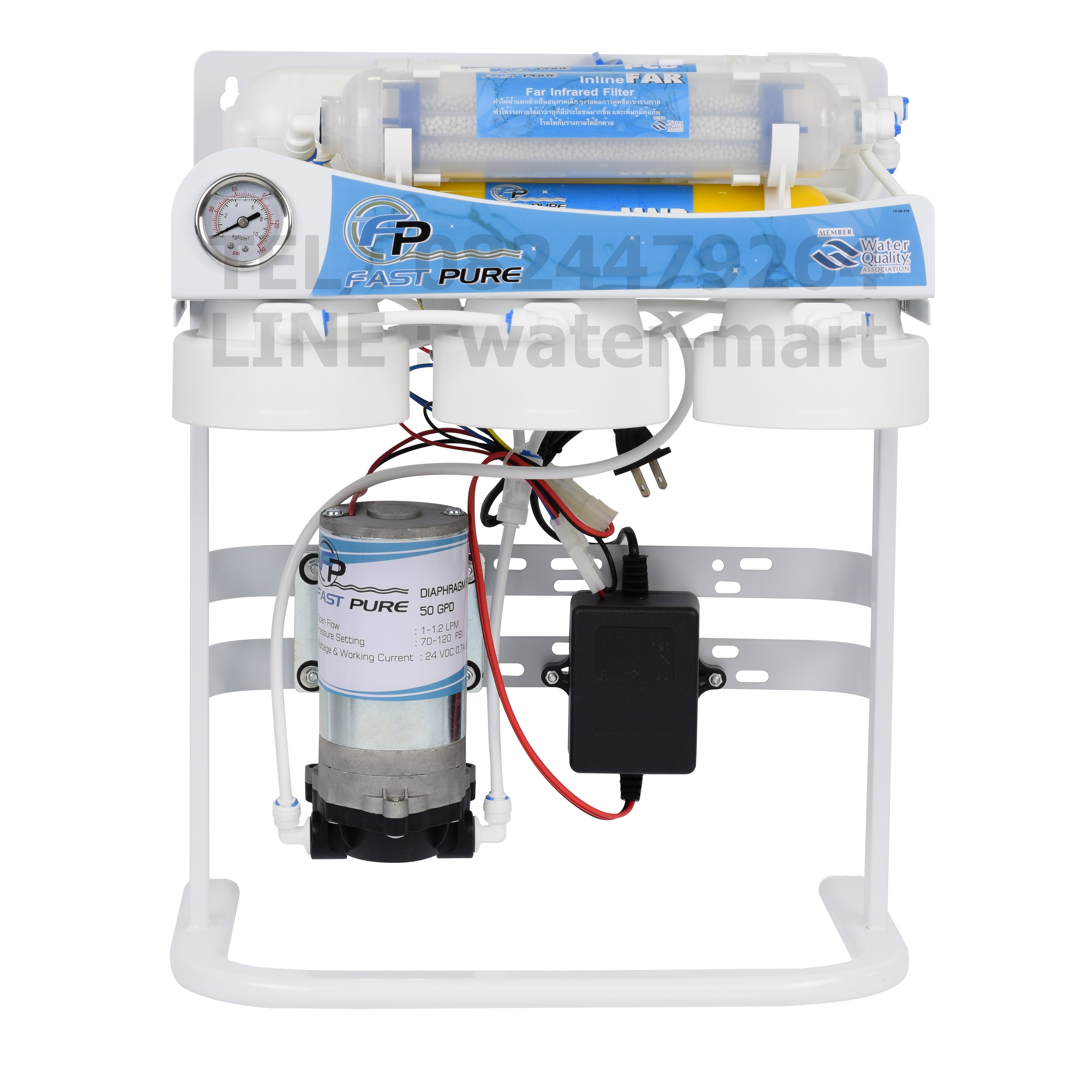 เครื่องกรองน้ำ ro 7 ขั้นตอน Mineral 50 GPD มีขาตั้ง FAST PURE