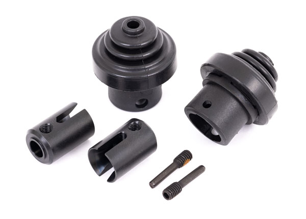 9587 Drive cup, front or rear (hardened steel) (for differential pinion gear)/ driveshaft boots (2)/ boot retainers (2)