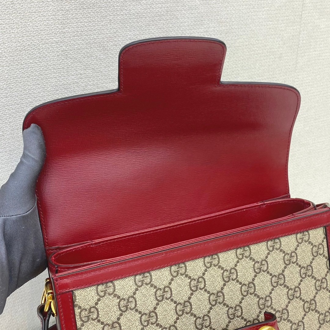 Gucci Horsebit 1995 มือสอง Shoulder Bag 'Beige/New Cherry Red แดง