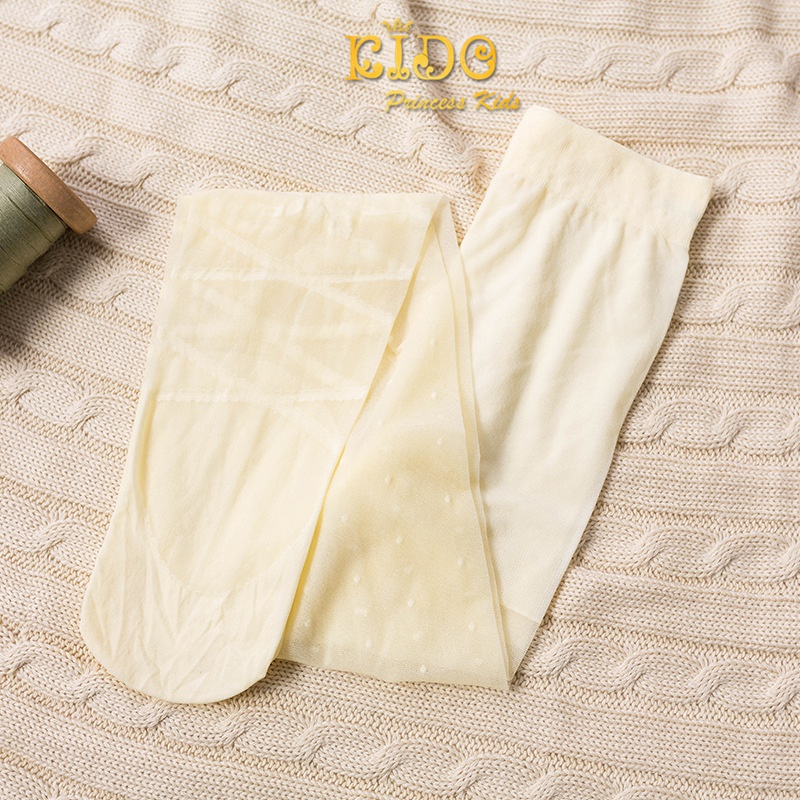 ssถุงน่องเด็ก(หน้าร้านอยู่รัชดา)L067 สีโอรส สีเหลือง สีดำเนื้อผ้าซีทรูตัวลายจุด ที่ข้อเท้ามีลายริบบิ้นไขว้