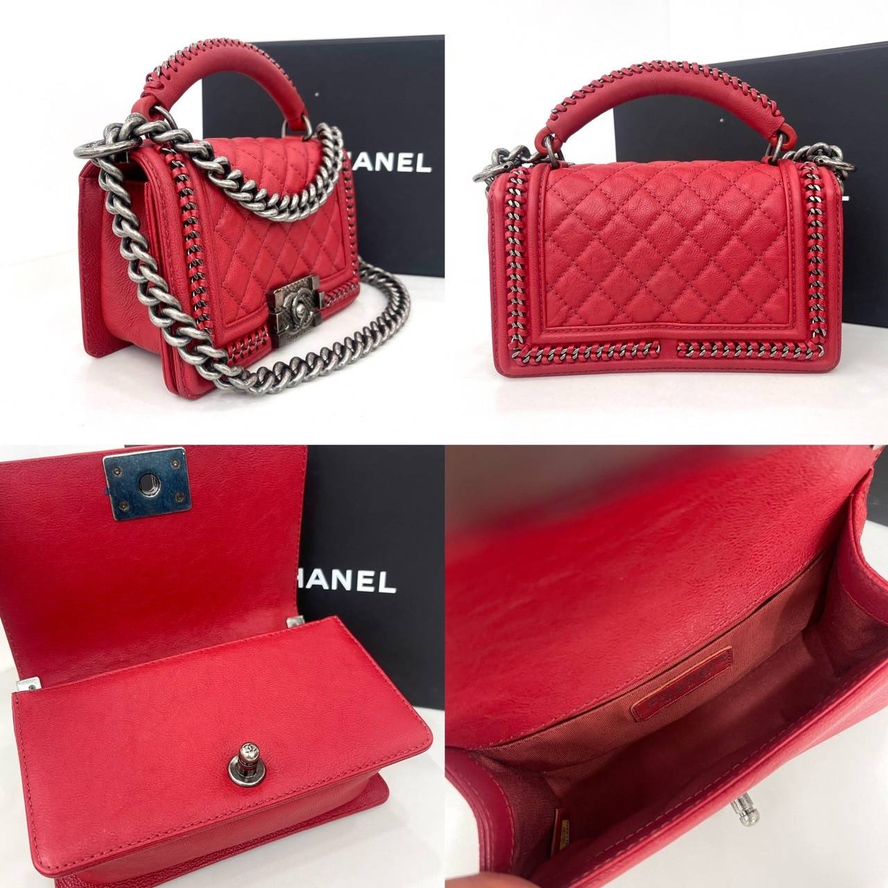 กระเป๋าแบรนด์เนมแท้มือสองChanel Boy8 calfskin top handle