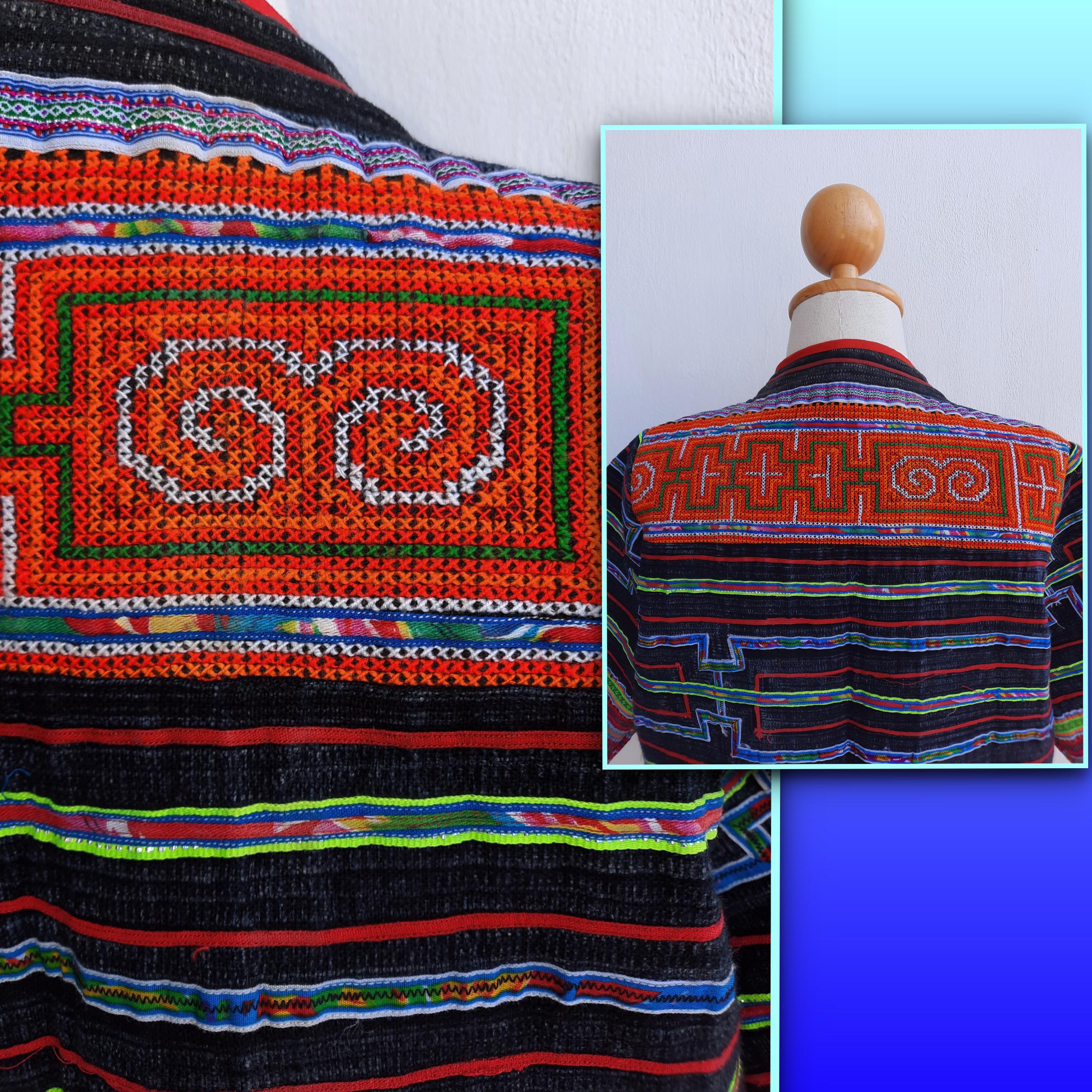 เสื้อคลุมผ้าชาวเขา เขียนเทียนโบราณ+ปักมือ โทนชมพูบานเย็น