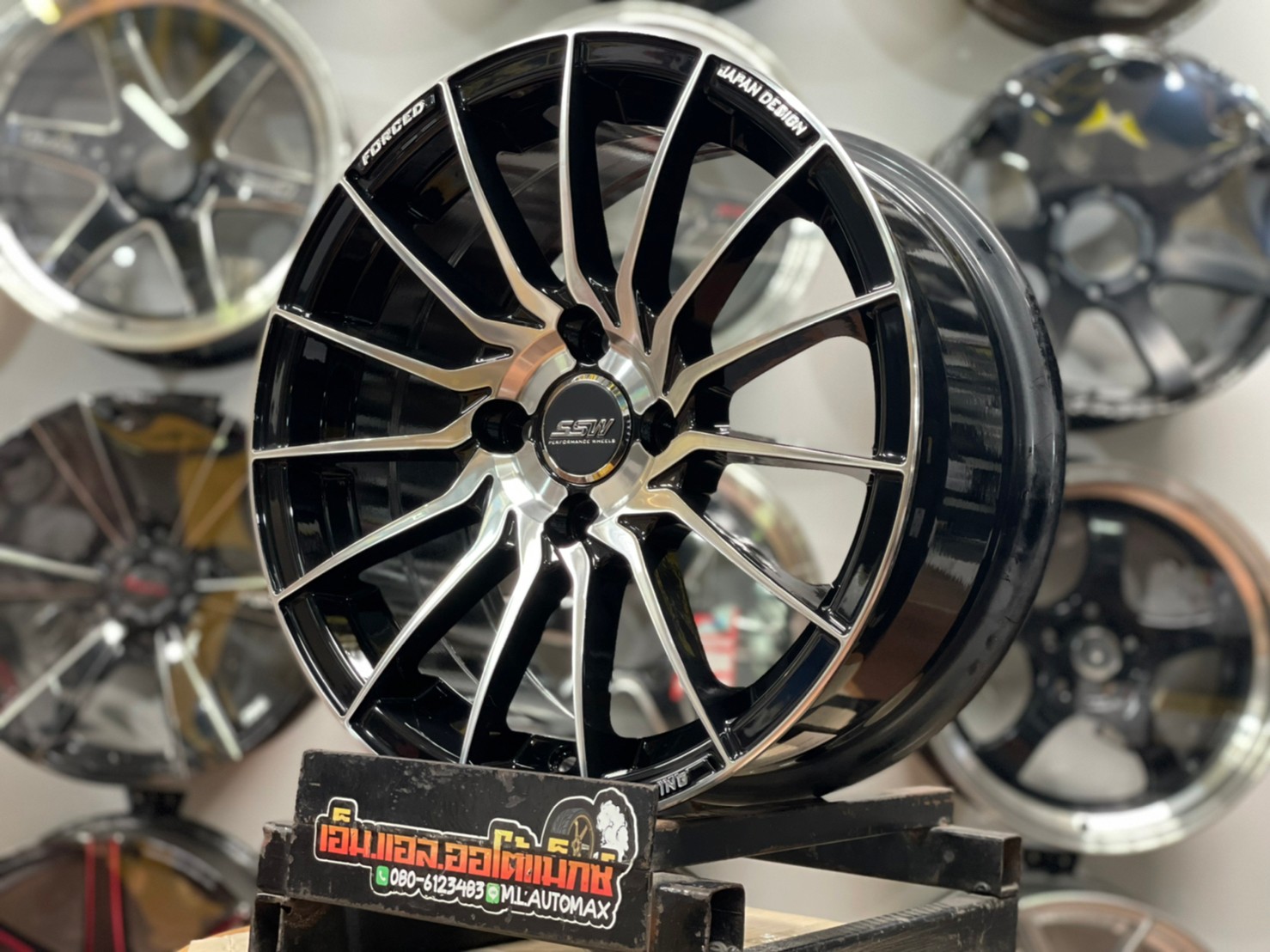 ล้อแม็กซ์ขอบ15 SSW S355 ขอบ15 กว้าง7 ออฟ35 4รู100 สีดำหน้าเงา(FP/BK)