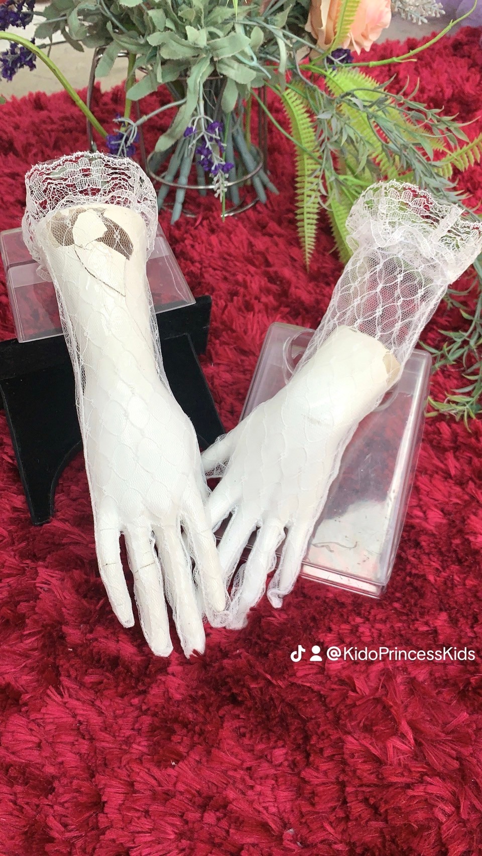 sถุงมือเด็ก(มีหน้าร้านอยู่รัชดา)GL028 สีขาว ถุงมือตาข่ายยาว