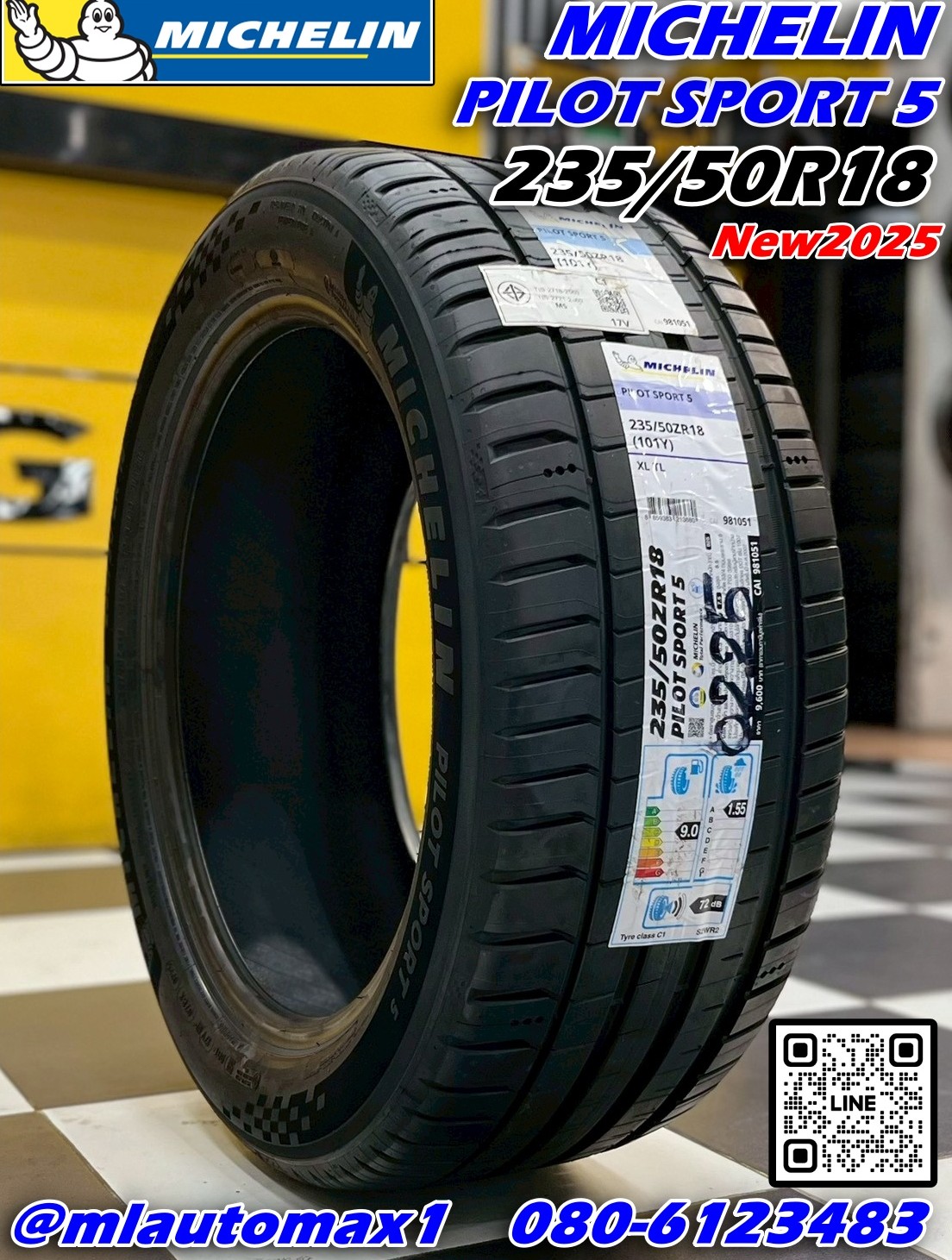 ยาง Michelin Pilot Sport 5 ขนาด 235/50R18 ยางใหม่ปี 2025
