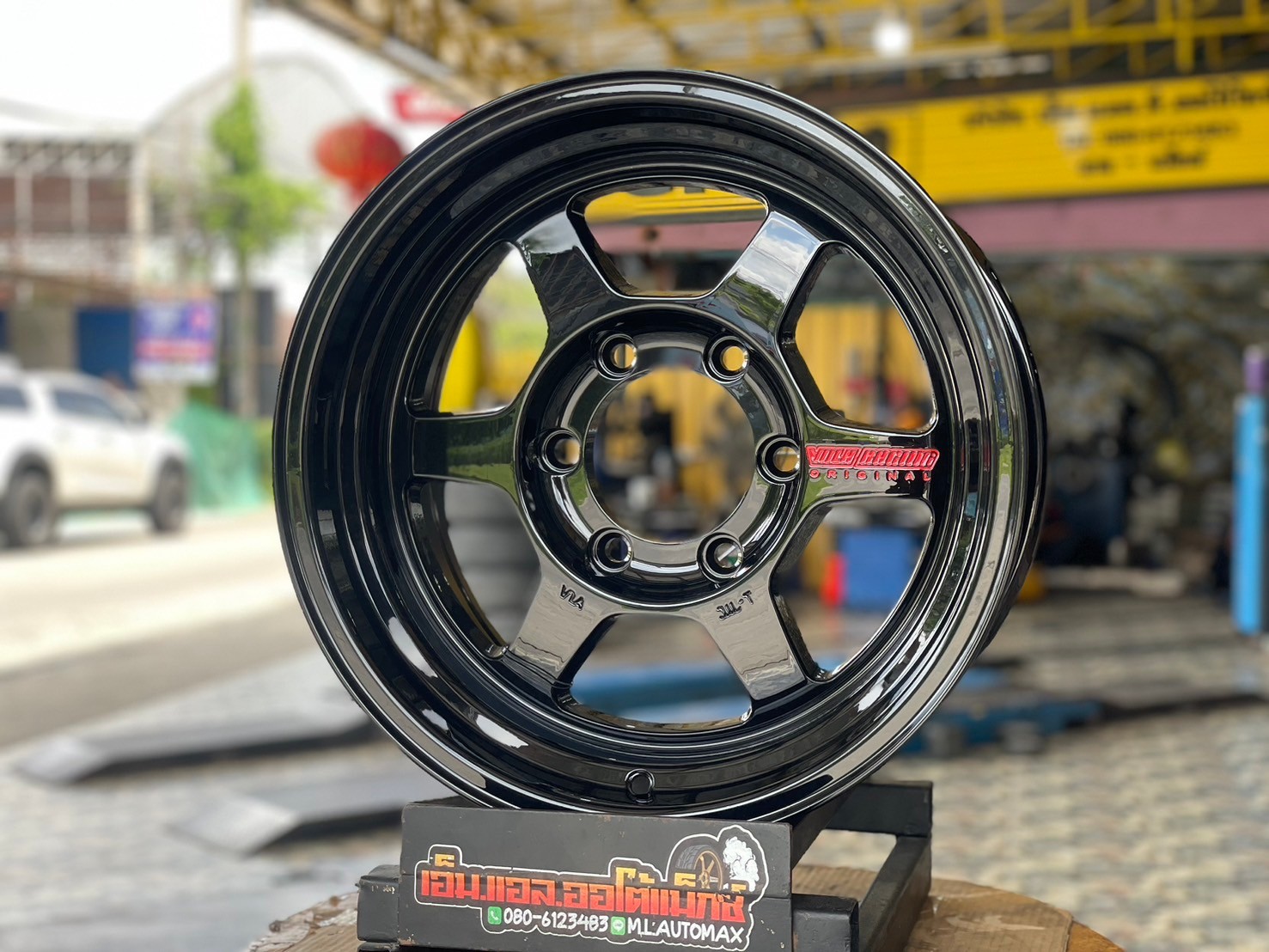 #ล้อแม็กซ์ใหม่ขอบ16 #TE37ขอบ16นิ้ว 16x8 ET0 6x139.7 สีดำเงาตัวหนังสือเลเซอร์สีแดง