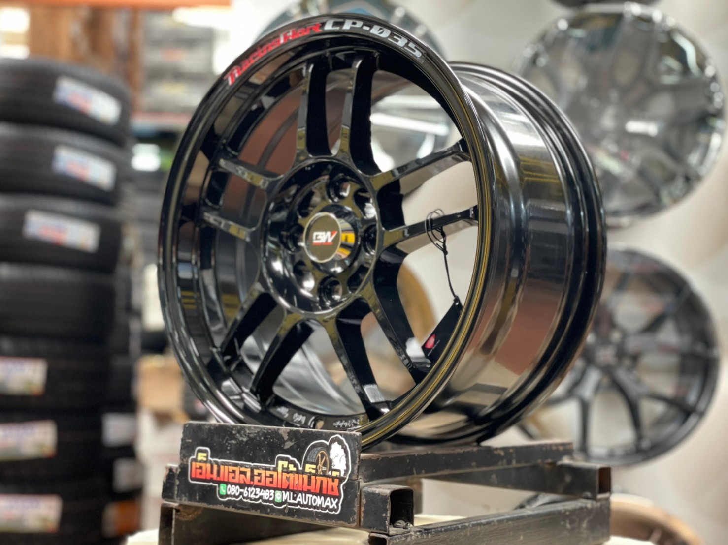 ล้อแม็กซ์ขอบ15 ลายRacing Hart CP035 Brightwheels BW51 ขอบ15 กว้าง7 ออฟ35 4รู100 สีดำเงา(F/B)