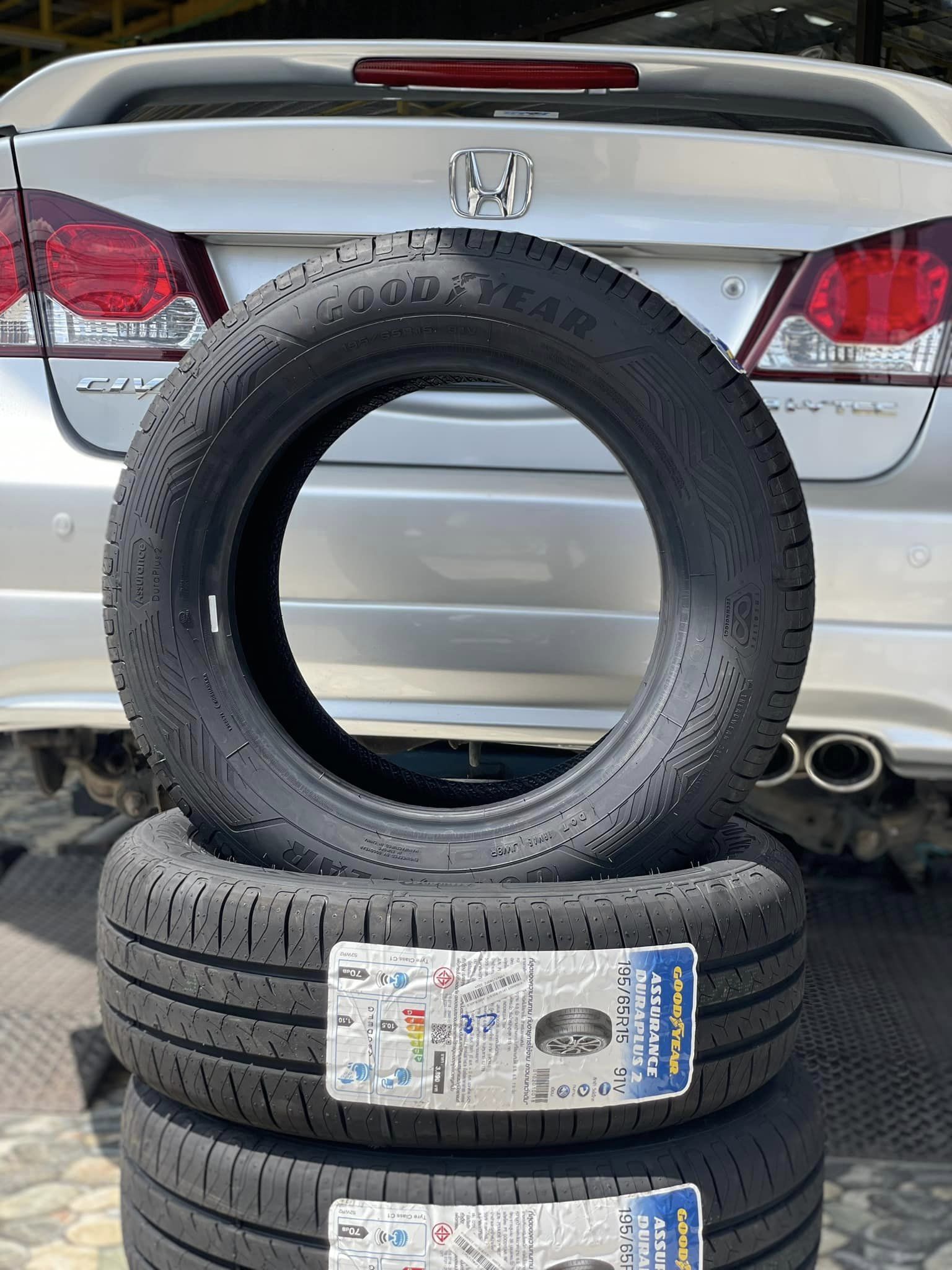 HONDA_CIVIC🚘 เปลี่ยนยาง 🛞🐘#GOODYEAR_DURAPLUS2_195/65R15