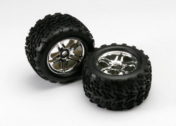 5174R Tires & wheels, assembled, glued (SS (Split Spoke) chrome wheels, Talon tires, foam inserts) (2) (use w/17mm splined wheel hubs & nuts, part #5353X)