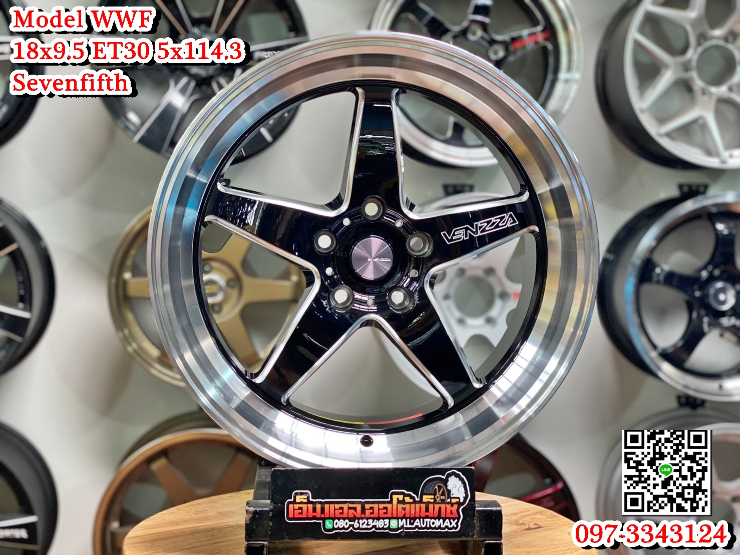 ล้อแม็กเวล Venzza Weld ขอบ18 5รู114 กว้าง9.5 ออฟ30 สีดำขอบกลึงเงา