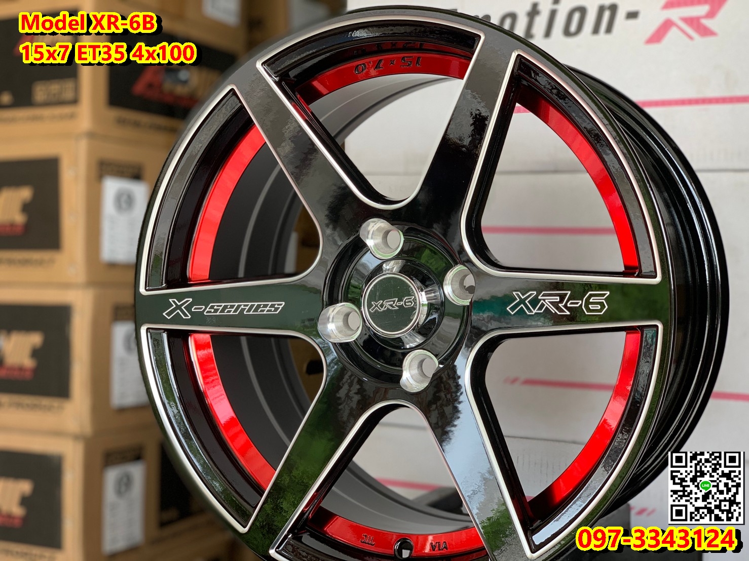 ล้อแม็กซ์ใหม่X-Series XR-6B ขอบ15 4รู100 กว้าง7 ออฟ35 สีดำขอบมิลลิ่งสวยหรู