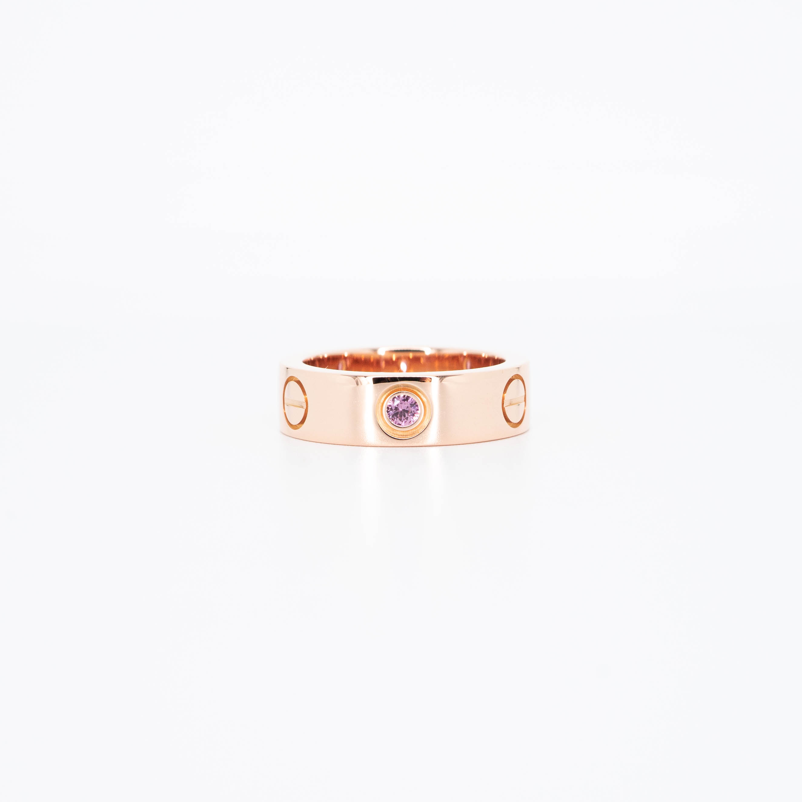 แหวน Cartier Love 3Pink Sapphires Ring ทองชมพู18K ไซส์ 49# (Used) +กล่องและการ์ด