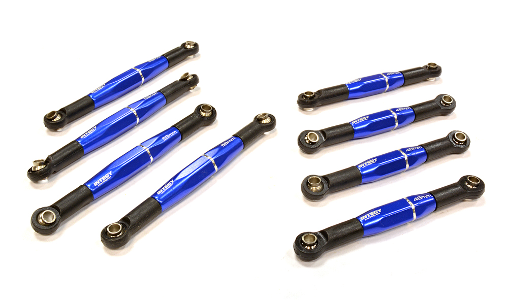 INT-C25364BLUE T2 Pushrod & Turnbuckle Set (8) 48mm, 59mm For 1/16 Traxxas Slash VXL & Rally
