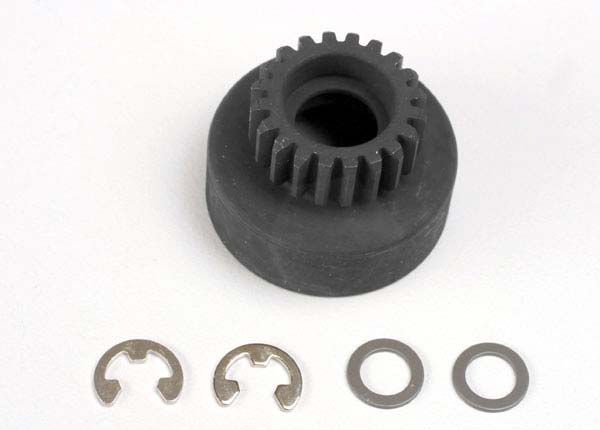 4120 Clutch bell, (20-tooth)/ 5x8x0.5mm fiber washer (2)/ 5mm E-clip (requires #4611-ball bearings, 5x11x4mm (2)