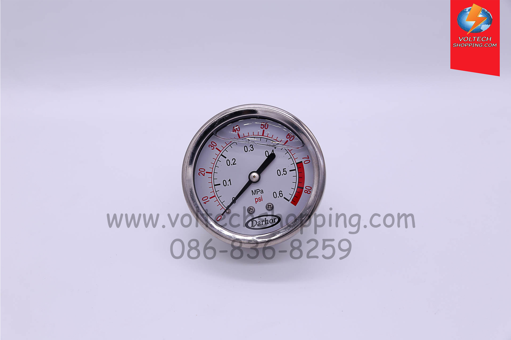 Oil Filled Pressure Gauge ขนาด 2-1/2" G1/4" มีน้ำมัน (ล็อคหน้าตู้,เกลียวออกหลัง)