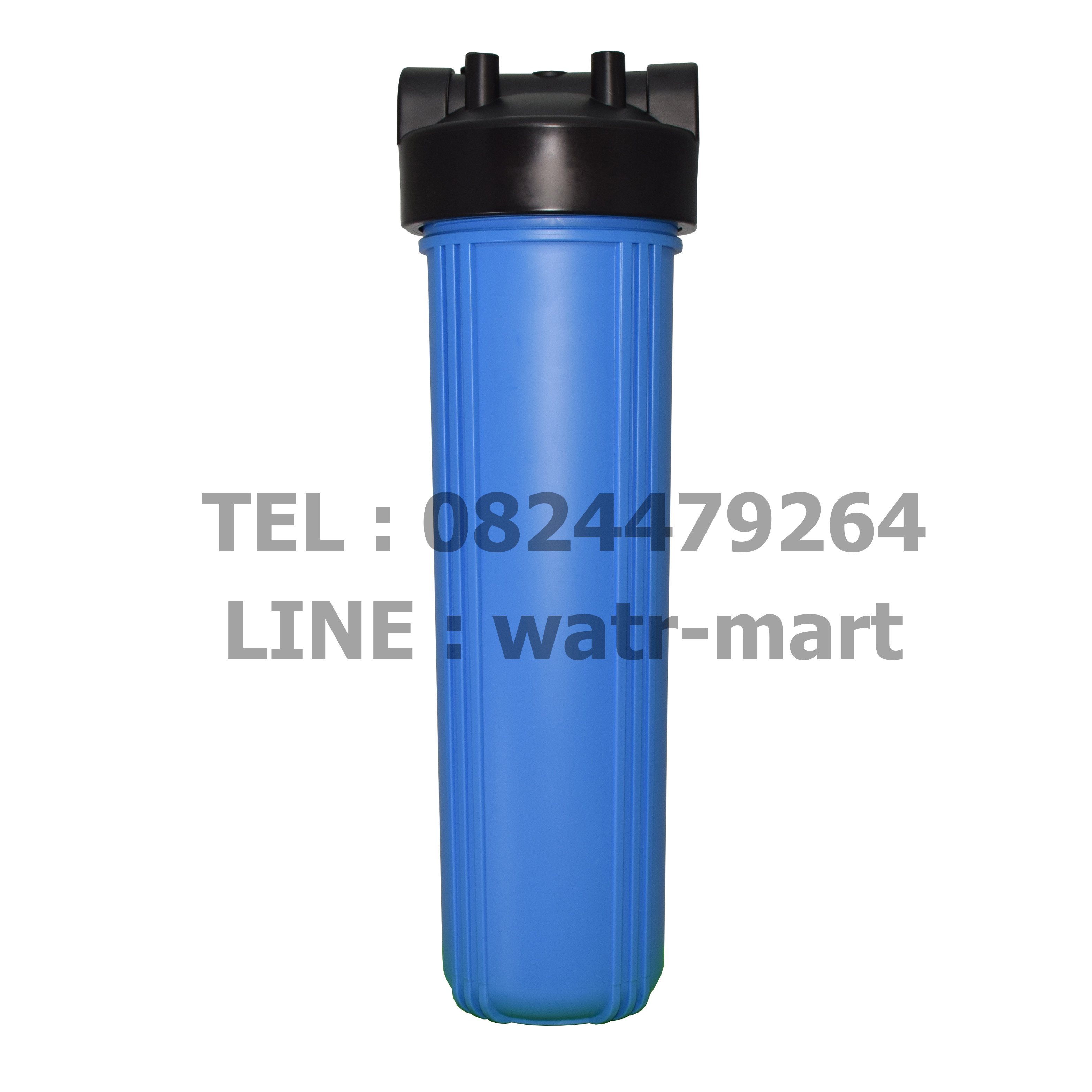 Housing BIG BLUE กระบอกใส่ไส้กรองน้ำบิ๊กบูลขนาด 20 นิ้ว ทางน้ำเข้า-ออก 1 นิ้ว AQUATEK ทึบฝาปุ่มดำ