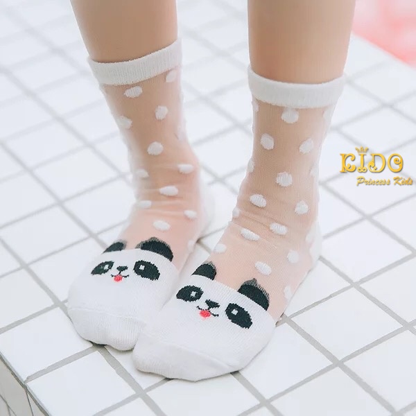 ถุงเท้าเด็ก(มีหน้าร้านอยู่รัชดา)SC626 ถุงเท้าซีทรูเด็ก หน้ากระต่ายสีชมพู ลายจุด