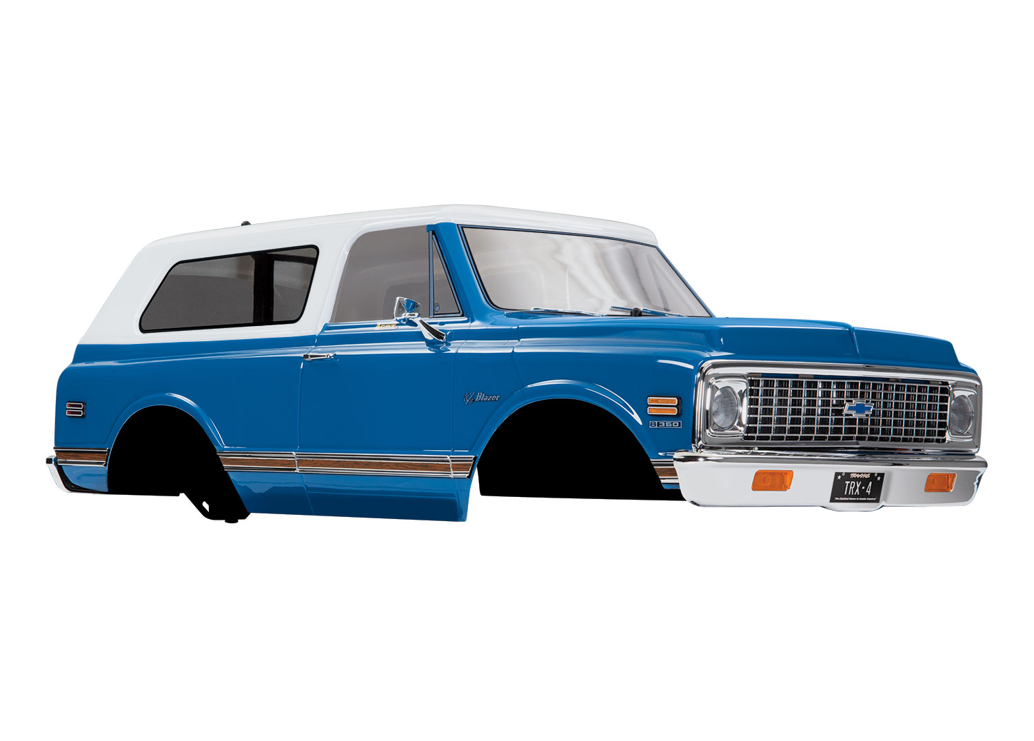 9111X Body, Chevrolet Blazer (1972), complete (blue) (includes grille, side mirrors, door handles, windshield wipers, front & rear bumpers, decals)