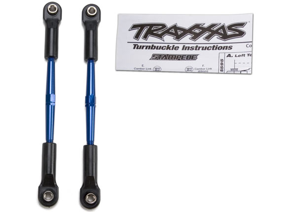 2336A Turnbuckles, aluminum (blue-anodized), toe links, 61mm (2) (assembled w/ rod ends & hollow balls) (fits Stampede) (requires 5mm aluminum wrench #5477)