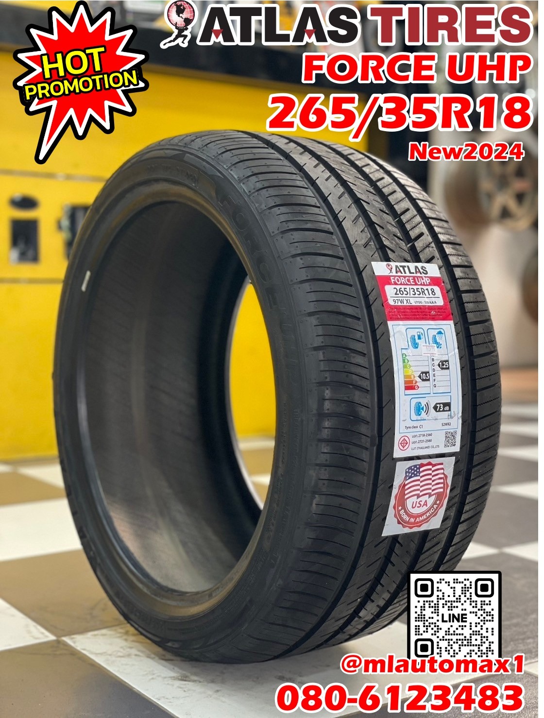 ยางใหม่ Atlas UHP 265/35R18 ยางใหม่ปี2024