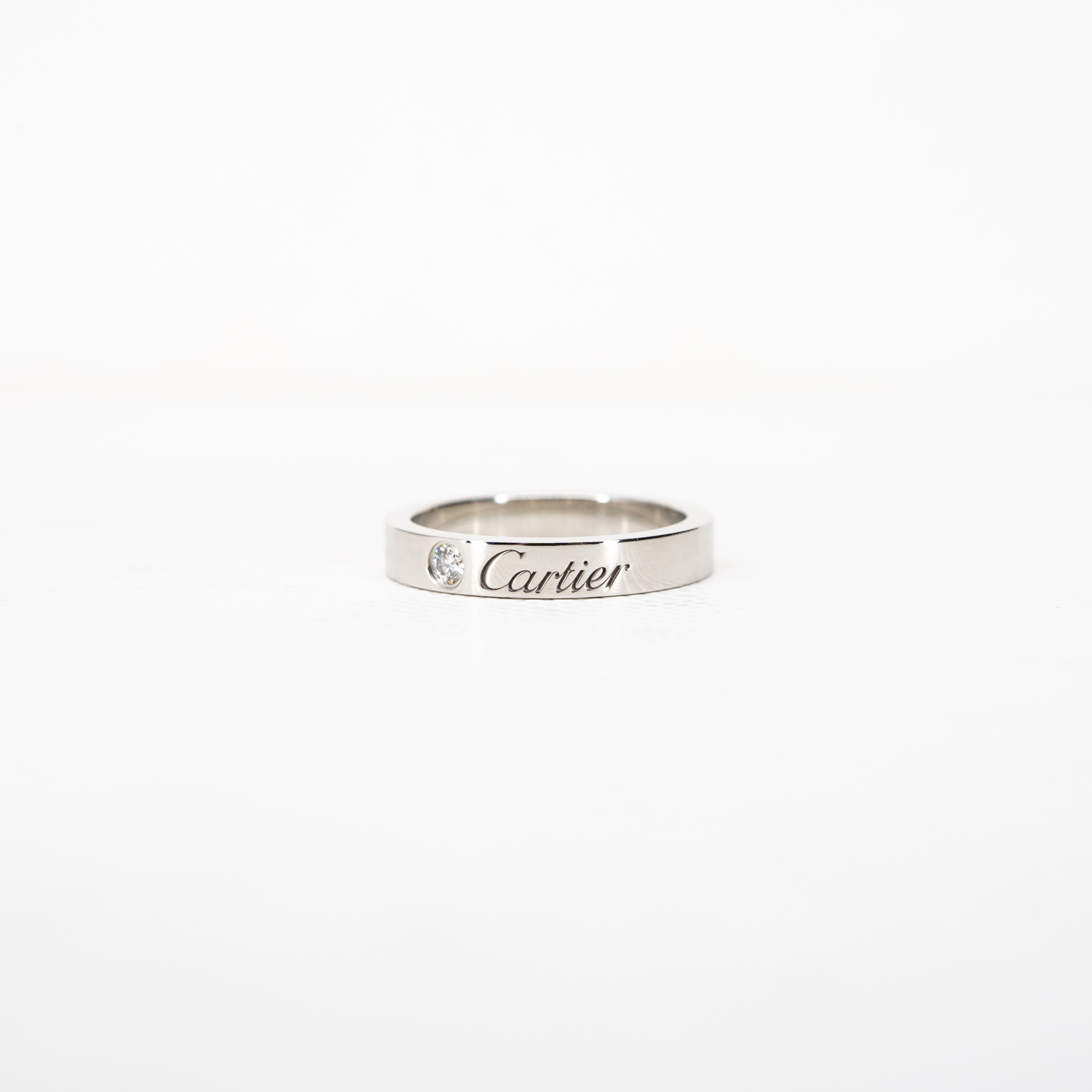 แหวน Cartier C De Cartier Band with Diamond Platinum950 ไซส์ 46# (Used)การ์ด