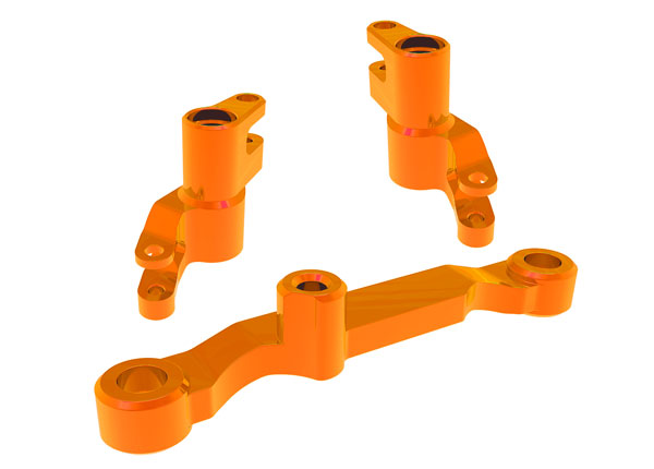10743-ORNG Steering bellcranks, draglink (orange-anodized 6061-T6 aluminum)/ 3x13mm SS (with threadlock) (2)/ 3x12mm BCS (with threadlock) (2)/ 3x15mm BCS (with threadlock) (1)/ 5x8x2.5mm ball