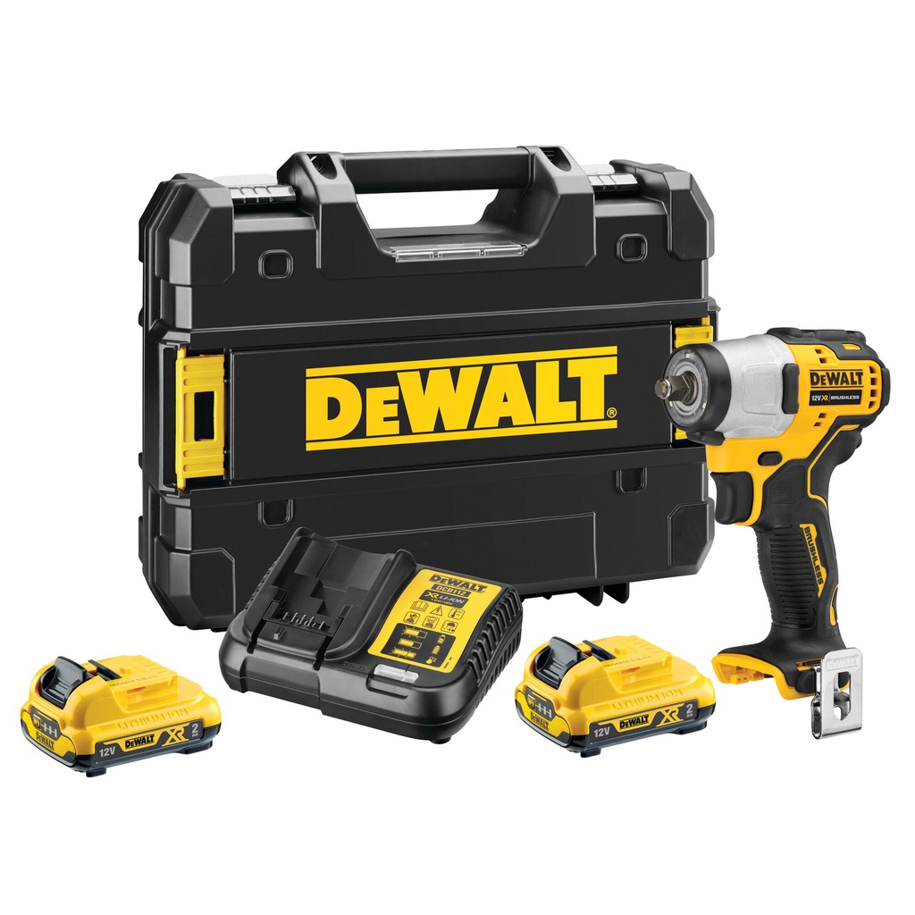ชุดบล็อกกระแทกไร้สาย ไร้แปรงถ่าน 12V MAX 3/8" No.DCF902D2-KR DEWALT (มาพร้อมแบตเตอรี่เเละแท่นชาร์จ)