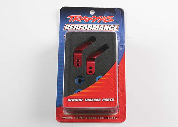 3652X Stub axle carriers, Rustler/Stampede/Bandit (2), 6061-T6 aluminum (red-anodized)/ 5x11mm ball bearings (4)