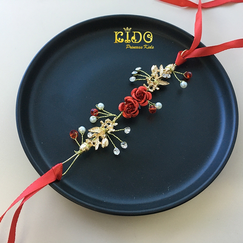 ข้อมือเด็ก(หน้าร้านอยู่รัชดา)KF659 ข้อมือผู้ใหญ่ รูปดอกกุหลาบสีแดง