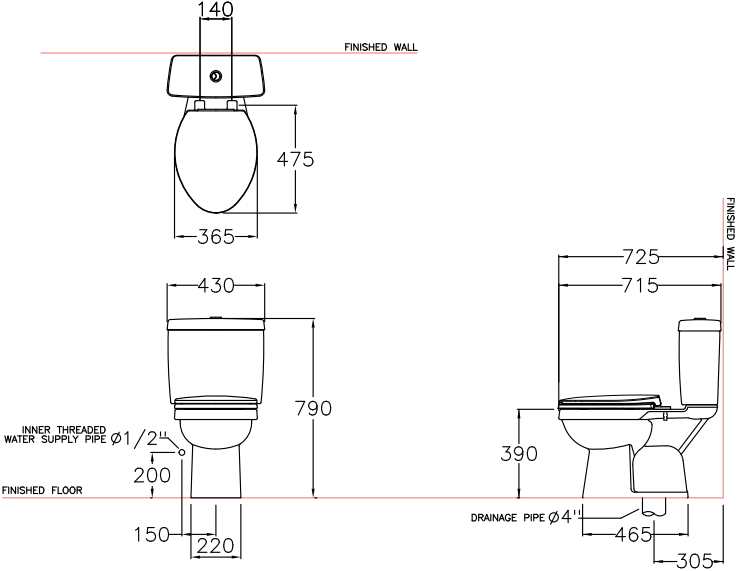 COTTO C13430(CN1) สุขภัณฑ์ แบบสองชิ้น 3/4.5 ลิตร รุ่น RONDA