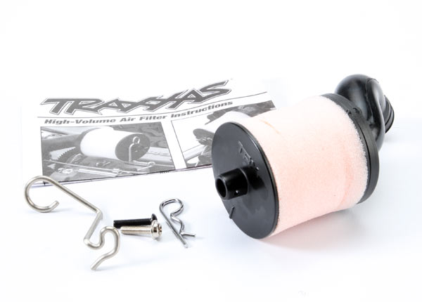 5267 Air filter body (high-volume)/ filter support/ cap/ foam filter, pre-filter/ T-Maxx filter base (angled)/wire mount/hardware (1 each) (Fits Maxx trucks) (TRX 2.5, 2.5R, 3.3)