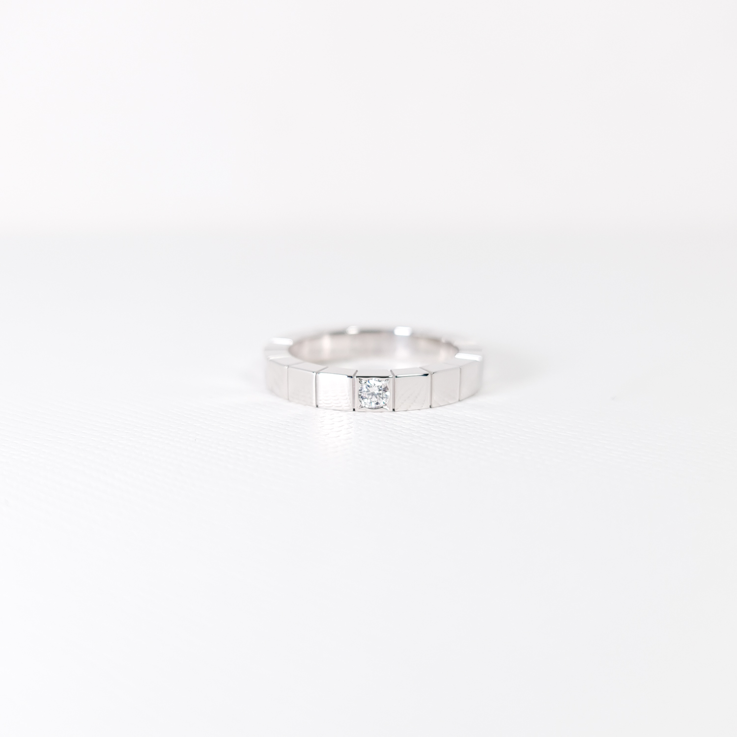 แหวน Cartier Lanieres 1diamond ทองขาว18K ไซส์ 47# (Used) +การ์ด