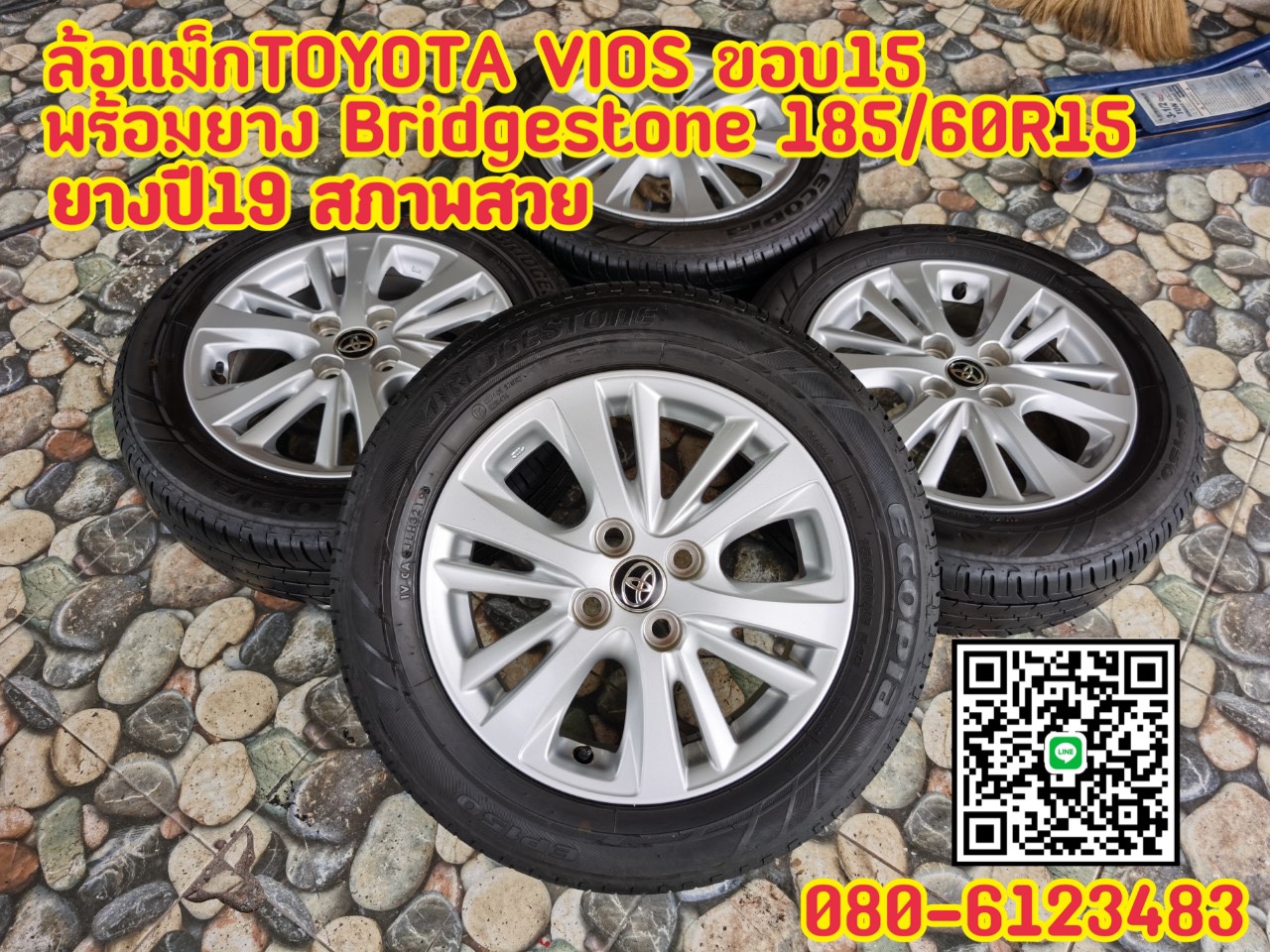 ล้อแม็กเดิมTOYOTA VIOS ขอบ15 4รู100 พร้อมยาง Bridgestone EP150 185/60R15 ยางปี19