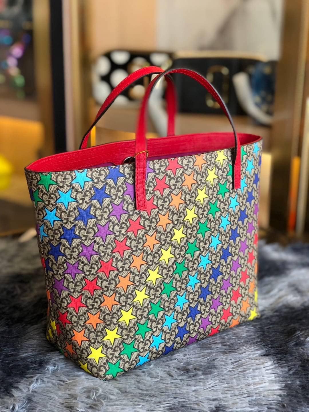 กระเป๋าGucci Rainbow Stars mini Tote Handbag Bag