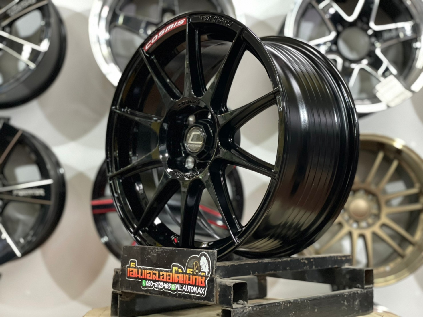 ล้อแม็กซ์ขอบ15 Cosmis Turismo กว้าง7 4รู100 ออฟ30 สีดำเงา