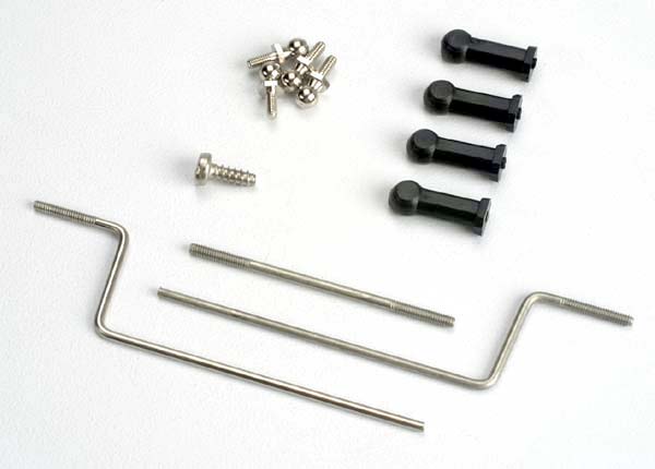 1532 Outdrive connecting rod/nylon ball connector ends (4)/chrome ball connectors (4)/steering servo rods (2)/ steering servo horn with 2.6 x 8mm screw