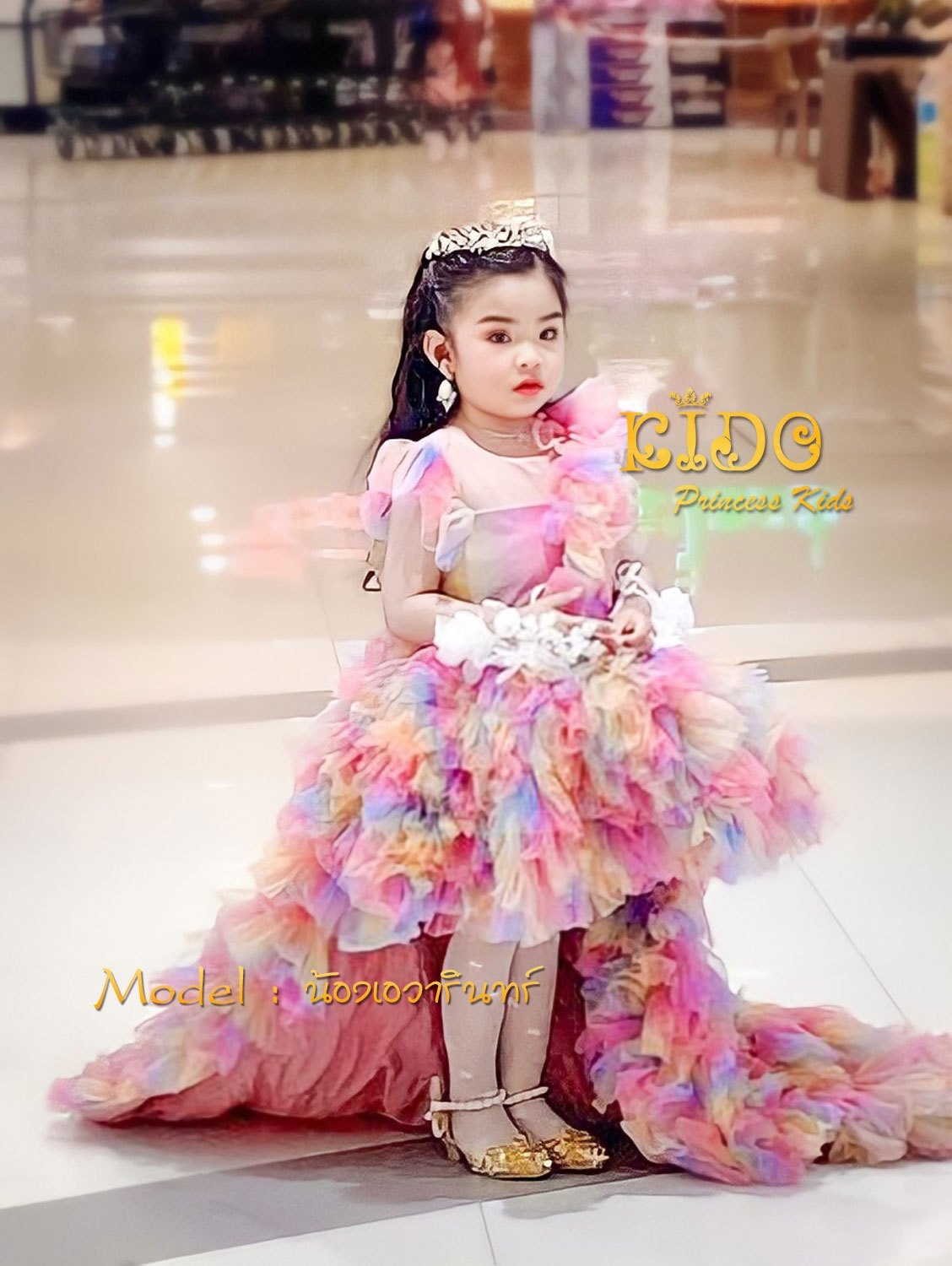 เช่าชุดเด็ก*มีหน้าร้านอยู่รัชดา ลองได้ เปลี่ยนได้ ถ่ายรูปเองจากสินค้าจริง*W18207 ชุดราตรีเด็กออกงาน สีสันสดใส ชุดเดินแบบเด็ก ชุดประกวดเด็ก