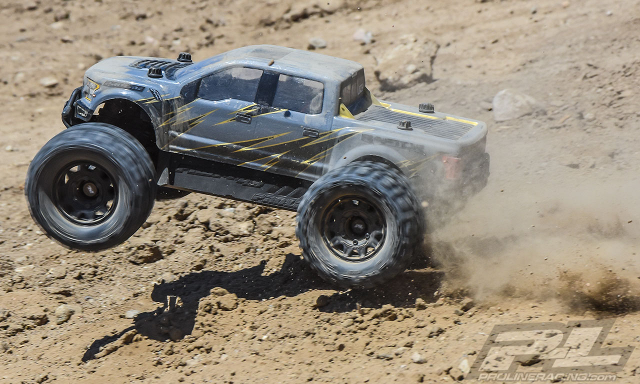 PRO-10168-10 Trencher HP 2.8" All Terrain BELTED Truck Tires Mounted for Stampede 2wd & 4wd Front and Rear, Mounted on Raid Black 6x30 Removable Hex Wheels