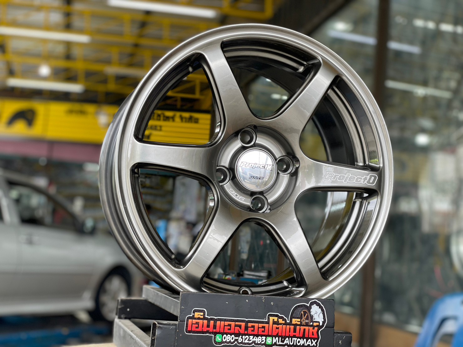 ล้อแม็กซ์ใหม่ขอบ15x7 4x100 ET35 สีเทากันสวยหรู ราคาล้อพร้อมยาง เริ่มต้น9900บาท