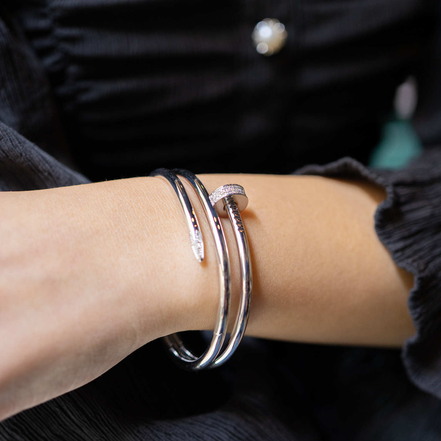 **Sold**กำไล Cartier Juste Un Clou Double Bracelet, Pave ทองขาว18K ไซส์16 (Used) +กล่องและการ์ด2021Shopไทย