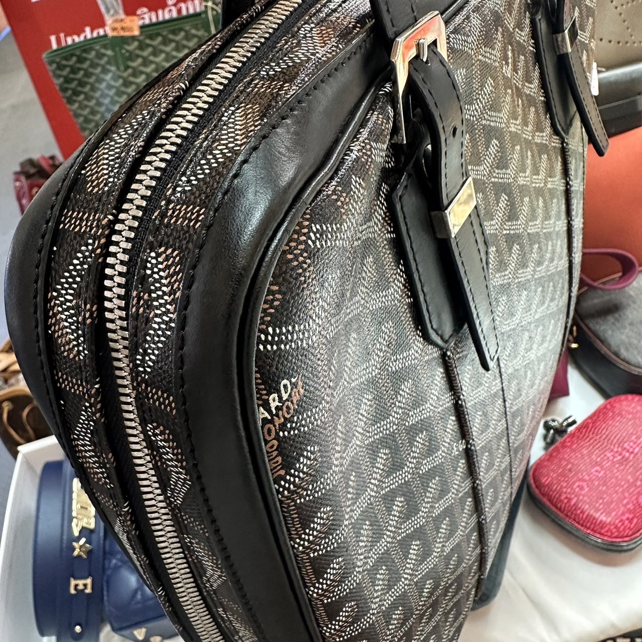 กระเป๋าใส่เอกสาร Goyard Black Goyardine Canvas and Leather Ambassade PM Briefcase มือสอง