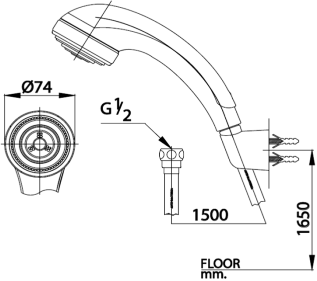 Cotto ฝักบัวพร้อมสาย 2 ฟังก์ชั่น รุ่น Z66(HM)