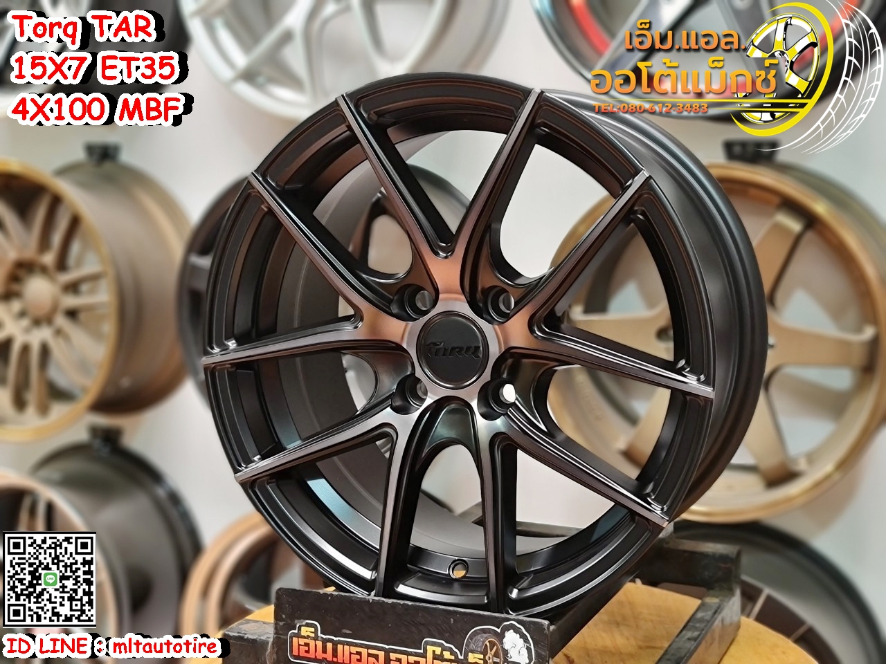 ล้อแม็กซ์ Torq รุ่นTAR ล้อขอบ15 กว้าง7 ออฟ35 4รู100 สีดำด้าน(MBF)