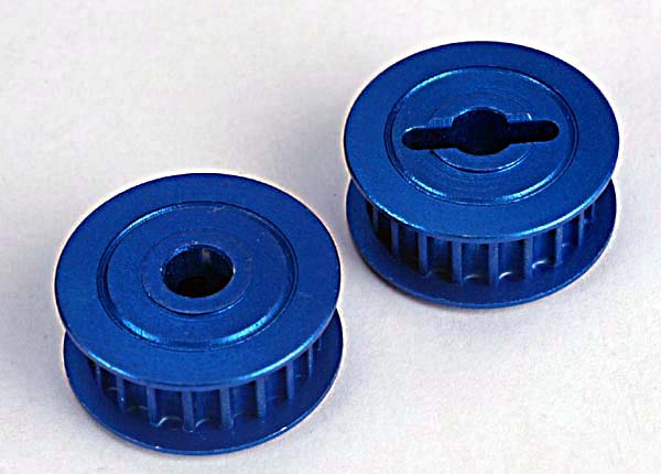 4895X Pulleys, 20-groove (middle)(blue-anodized, light-weight aluminum) (2)/ flanges (2)