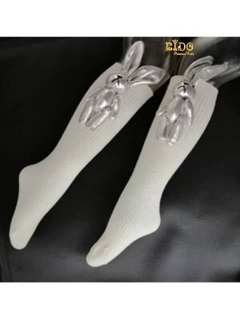 ถุงเท้าเด็ก*มีหน้าร้าน ตรงปก พร้อมส่ง*M014 สีขาว ถุงเท้ายาวผ้าวิ้งติดกระต่ายใหญ่