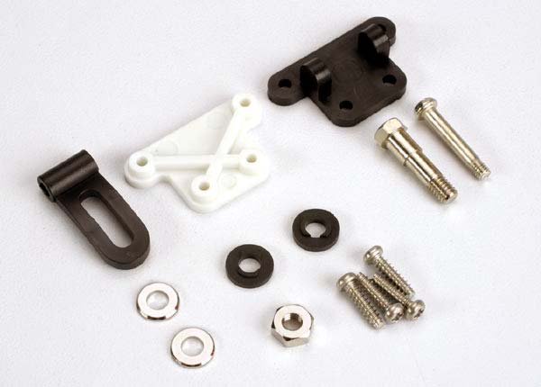 1531 Trim adjustment bracket (inner)/trim adjustment bracket (outer)/trim adjustment lever/ 3x16mm shoulder screw/2.6x 10mm self-tapping screws (4)/convex and concave trim lever washers/4x21mm double shoulder screw/brass washers/ nuts